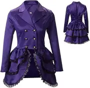 [Mambabacosp] Vintage Gothic Victorian Women's Tuxedo Jacket Steampunk Costume Layered Dress Coat