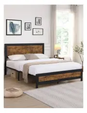 [Levede] Queen Metal Bed Frame in Rustic Brown