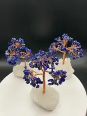 Lapis Lazuli Gemstone Tree Of Life on Quartz Base or Agate Slice Base