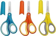 LIVINGO 3 Pack 5” Kids Scissors, Left/Right Handed Blunt Stainless Safety Toddler Preschool Child Scissors with Cover, School Classroom Craft Supplies for Teachers