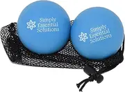 Deep Tissue Massage Therapy Balls: Set of Two with Mesh Bag for Self-Care Pain Relief, Myofacial Therapy, Physical Therapy, Deep Tissue Pressure. Yoga, Pilates (Blue, 63 mm)