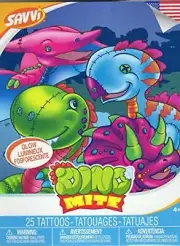Dino Mite - Glow Temporary Tattoos - 25 Tattoos By Savvi