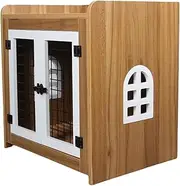 Wooden Dog Crate,Heavy Duty Dog Crate, Small Dog Crate, Furniture Dog Crate, Modern Side Table with Pull Out Tray, Chew Resistant, Compact Design, Easy to Move, For Small Dogs(Log)
