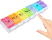 7-Day Push Button Pill Case Medicine Planner Vitamin Organizer, 1 Times A Day