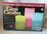 Glow Candles ~ Flameless Color Changing Candles ~ Set of 3 ~ As Seen On TV ~ New