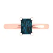 1.0 ct Emerald Cut London Blue Topaz Wedding Bridal Promise Ring 14k Rose Gold