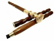 Handcrafted Wooden 3 Part Folding Walking Stick 36 Inches Long Cane