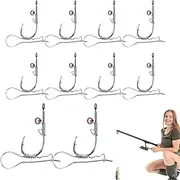 Saltwater Hooks, Tiered Hooks, 10 Times Hooks | Strong Barbed Wire Catcher, 2 In 1 Metal Steel Platform, Portable Shrimp Stand for Prof