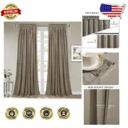 Plush Camel Beige Velvet Drapes 84" - Room Darkening & Sunlight Blocking, 2 Pack