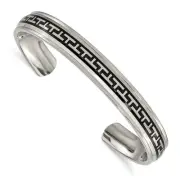 Titanium Polished with Black Rubber Design Cuff Bangle Bracelet 7.5" 23.37gm