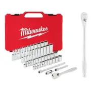 Milwaukee SAE/Metric Ratchet/Socket Tool Set w/ 9" Extended Ratchet (51-Piece)
