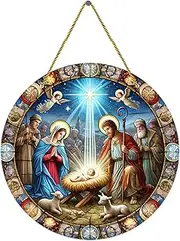 Christmas Nativity Decorations,Jesus & Virgin Mary Window Door Decor - Nativity Scene Decoration, Front Door Ornament, Christian Home Decorations for Home Cafe