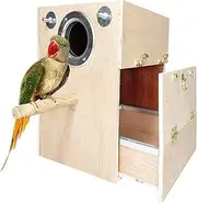 kathson Parakeet Nesting Box Wooden Bird Breeding Nest Parrots Mating House Wood Bird Aviary Budgie Cage Accessories for Cockatiel Finch Lovebirds Conure