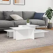 Coffee Tables 2 pcs High Gloss White Engineered Wood Accent Coffee Table