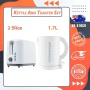 Anko Breakfast Combo Set Black 1.7L Cordless Kettle & 2 Slice Toaster White AU