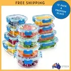 12 Pack Glass Food Storage Containers with Lids Meal Prep Pantry Kitchen Storage
