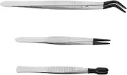 Vaguelly 3Pcs Stainless Steel Tweezers Multi Use Precision Craft and Makeup Tweezers for Stamp Collecting Eyelash Application and Use Ergonomic Design for Comfort