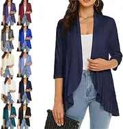 [Generic] Novealcrbe Women's Casual Lightweight Open Front Cardigans, 3/4 Sleeve Cardigans Open Front Lightweight Cover Ups