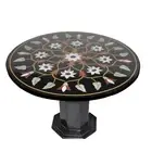 24" Marble Table Top With Marble Stand Semi Precious Stone Handmade Home Decor