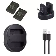 2X Battery + Charger for Nikon EN-EL14 D3400 D3300 D3200 D3100 P7800 DSLR Camera