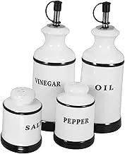 VERDANVERSE Versatile Ceramic Condiment Jars Salt Pepper Dispenser Soy Sauce Vinegar Bottles for Kitchen