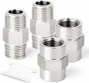 4 Pieces 1/8 inch x 1/8 inch BSP SUS 304 Fittings 1/8 inch Male Threaded Pipe & Internal Threaded Pipe