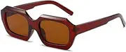 [Sibeg] Polygon Rectangle Women Sunglasses Fashion Retro Square Sun Glasses Men Classic White Shades UV400, Brown