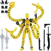 Assembly Completed T13 Action Figure 3D Printed Multi-Jointed Movable Titan 13 Lucky 13 Dummy 13 Nova 13 Robot 13 Action Figure Desktop Decorations for Game Lovers (Yellow)
