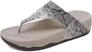 [GHYUB] Women’s Open Toe Slide Slippers,flip Flop Sandals, Wear Flip Flops Women's Thick-Soled Cake with Soft-Soled Non-Slip Slope with Flip-Flops Beach Shoes (Color : Gray, Size : EUR38)