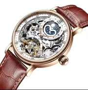 Skeleton Watches Mechanical Automatic Watch Men-Red