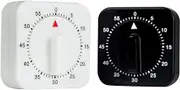 Daiilg 2-Pack Square 60 Minute Mechanical Kitchen, Chef Cooking Clock Black&White with Loud Alarm