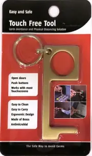 Touch Free Tool Open Doors Push Buttons Touchscreens Brass Key Chain 12 pack