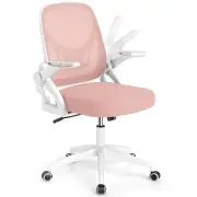 CostwayMesh Ergonomic Computer Desk Chair with Lumbar Support and Flip-up Arms-Pink