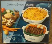 Vintage Blue Cornflower Corning Ware Duet Set P99 Skillet and Saucepan NIB