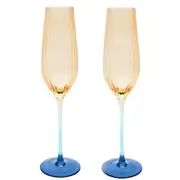 2pc Urban Ellie Ombre Champagne Glass Party Cup Glassware Amber/Blue 26cm