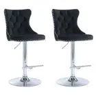 2x Height Adjustable Swivel Bar Stool Velvet Studs Barstool with Footrest and Ch