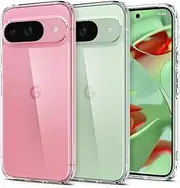 SPIGEN Ultra Hybrid for Google Pixel 9 Case, Google Pixel 9 Pro Case, Airbag-Like Corners Air Cushion TPU Bumper Protective Technology, Hard PC Clear Back Raised Edges Protection Slim Cover - Clear