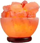 Himalayan Salt Lamp Bowl with Natural Crystal Chunks, Dimmer Cord and Classic Wo