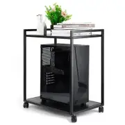 Computer Tower Stand, 2-Tier CPU Stand PC Stand with Lockable Wheels Under De...