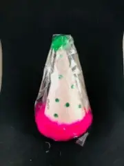 Pup Party Hat-light pink glitter with green gem sdtones and pink feather