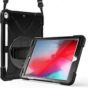 ProCase iPad Air 3 10.5 2019 / iPad Pro 10.5 2017 Case, Rugged Heavy Duty Shockproof Protective Cover Case with Rotating Kickstand for iPad Air (3rd Gen) 10.5" 2019 / iPad Pro 10.5" 2017 –Black