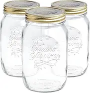 3x 1L Quattro Stagioni Glass Food Preserving Jars - Tea Coffee Spice Pasta Cereal Container Set with Airtight Lids - By Bormioli Rocco