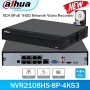 Dahua NVR2108HS-8P-4KS3 8CH PoE NVR Network Video Recorder for Security Camera