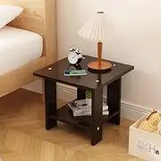 Hbluefat End Table, 19.68In Sofa Side Tea Table, 2-Tier Small Bed Side Table, Wooden Square Low Table for Small Space, Living Room, Bedroom (Walnut)