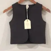 NEW Gray Label GOTS Organic Cotton Daxton Dark Gray Vest Kids Sz 5/6 Unisex