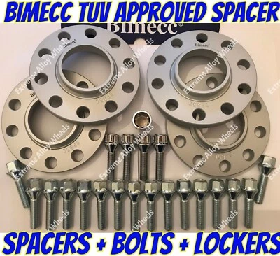 Alloy Wheel Spacers 20mm + Bolts + Locks Vw Phaeton Scirocco Sharon Silver Bimec