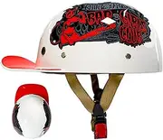 Novelty Baseball Cap Style Retro Helmet, Warping Half Helmets Motorcycle Men Women, Open-Face Half Shell DOT Approved Helmet, Small Vintage Cruiser Moped Skull Cap Hat Helmets