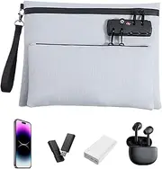 [Generic] Cash Bag with Lock | Valuable Storage with Zipper,Double-Layer Wallet for Register Fashion Cash Notary Supplies Passports Bank Secure Storage Travel Business
