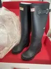 Hunter Boots Mid Wedge Tall Size 6 Black