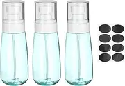 sourcing map 3Pcs Small Spray Bottles, 100ml/3.4 oz Travel Size Spray Bottle Fine Mist Empty Refillable Travel Containers with Labels for Perfume Cosmetic Essential Oil (Blue/Clear)